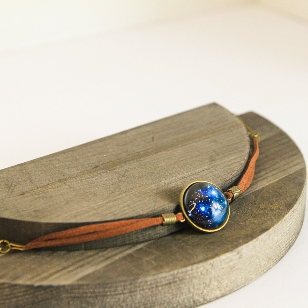 Galaxy nebula faux leather bracelet